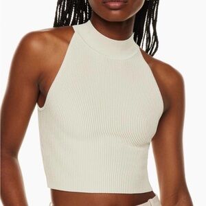 Babaton Ribbed Halter Tank in Cream